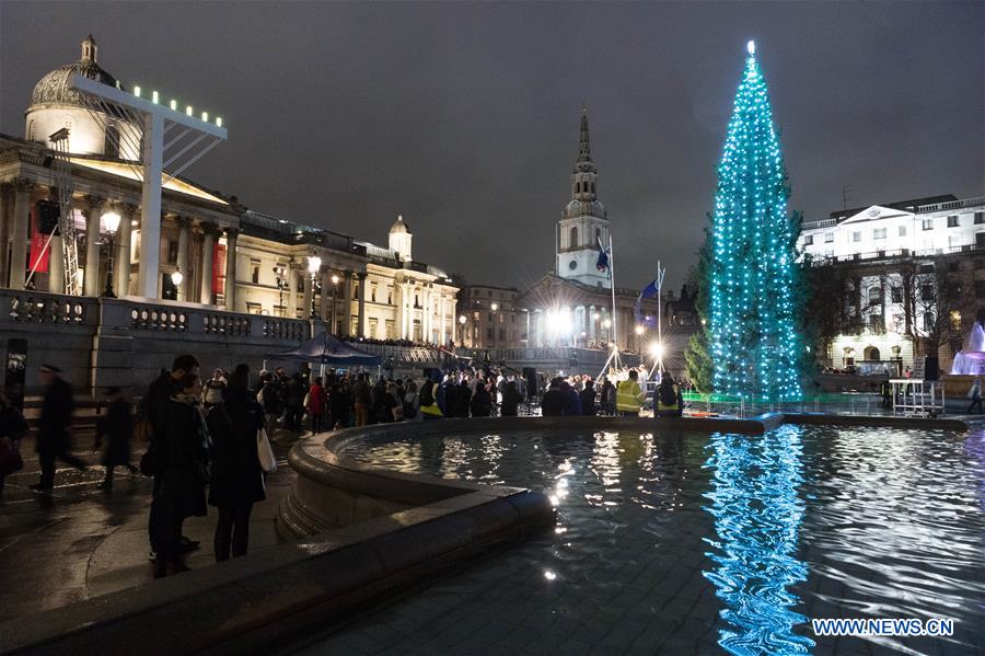 BRITAIN-LONDON-TRAFALGAR SQUARE-CHRISTMAS TREE LIGHTING