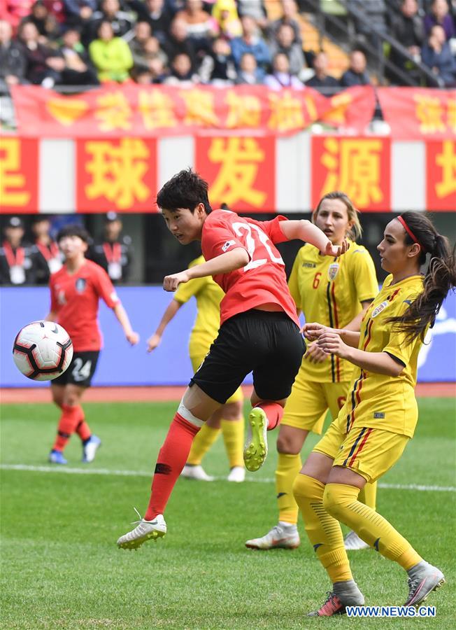 (SP)CHINA-WUHUA-FOOTBALL-WOMEN-SOUTH KOREA VS ROMANIA