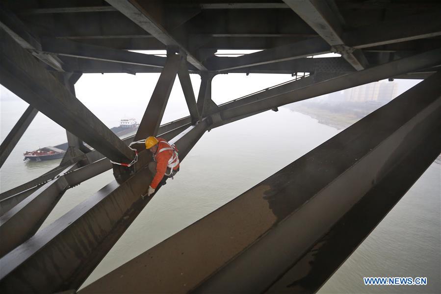 #CHINA-JIUJIANG-SPRING FESTIVAL-TRAVEL RUSH-BRIDGE MAINTENANCE (CN)