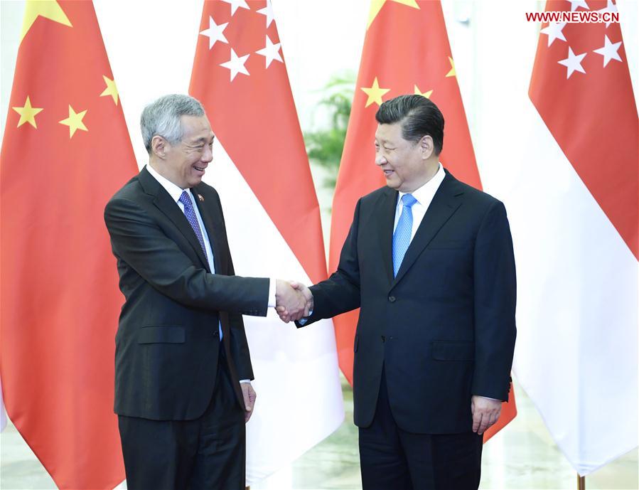 CHINA-BEIJING-XI JINPING-SINGAPOREAN PM-MEETING (CN)