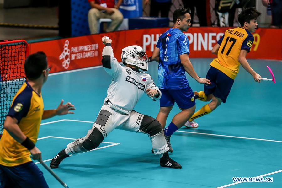 (SP)PHILIPPINES-QUEZON CITY-SEA GAMES-MEN'S FLOORBALL-PHILIPPINES  VS MALAYSIA