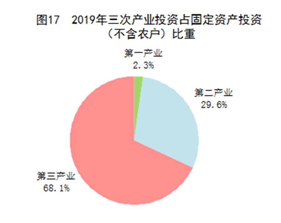 （圖表）［2019年統(tǒng)計公報］圖17 2019年三次產(chǎn)業(yè)投資占固定資產(chǎn)投資（不含農(nóng)戶）比重